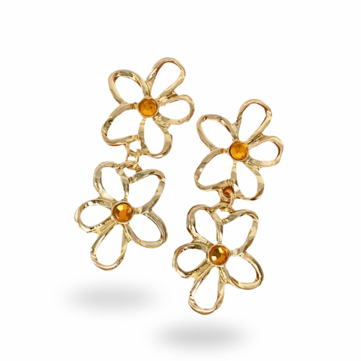 Flower Dangle Earrings - Opal Whispers