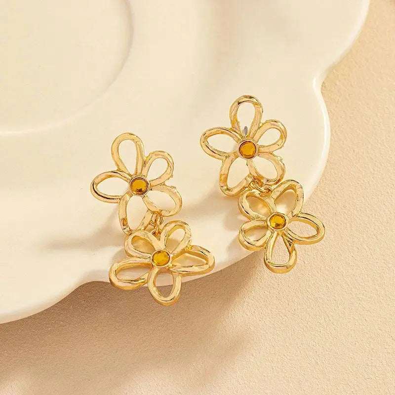 Flower Dangle Earrings -  