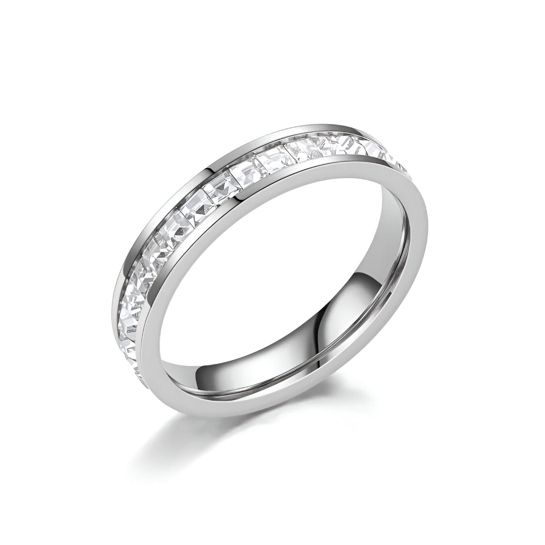 JHSL Unisex 4mm Luxury Stainless Steel Men Women Statement Cubic Zircon Rings Gold Silver Color US size 3 4 5 6 7 8 9 10 11 12 - Opal Whispers