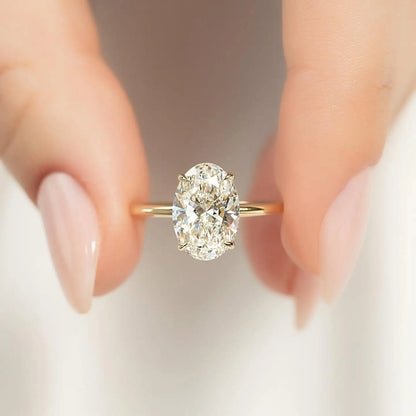 Close-up of the Georgina oval ring, showcasing the oval ring shape that enhances its elegance.