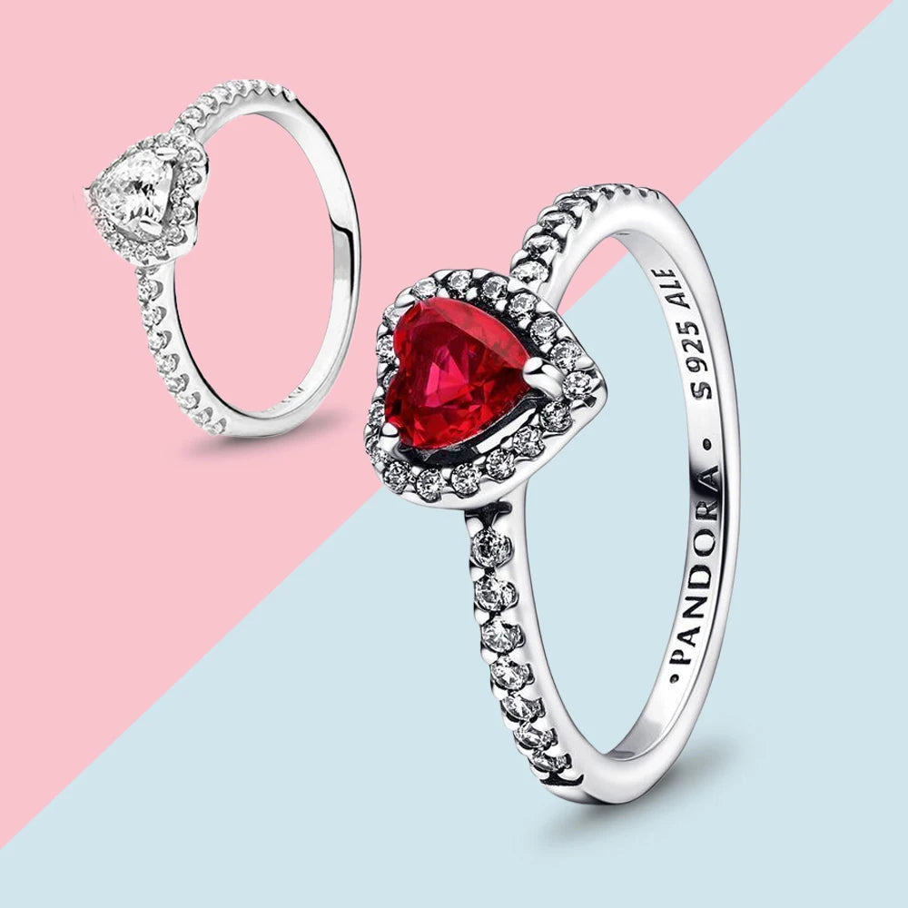 ⭐Shiny Red Heart 925 Sterling Silver -  