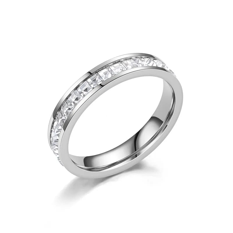 JHSL Unisex 4mm Luxury Stainless Steel Men Women Statement Cubic Zircon Rings Gold Silver Color US size 3 4 5 6 7 8 9 10 11 12 - Opal Whispers